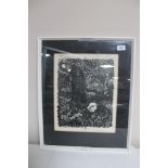 Ian W. Gray : Moonlight, woodcut, signed, dated '59, 37 cm x 29 cm, framed.