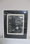 Ian W. Gray : Moonlight, woodcut, signed, dated '59, 37 cm x 29 cm, framed.