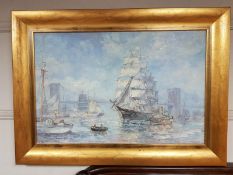 John Clymer : Sailing ship's at San Francisco, oil on canvas,