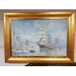 John Clymer : Sailing ship's at San Francisco, oil on canvas,