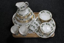 A tray of fifty pieces of Gainsborough leaf pattern bone china