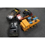 Five tin plate Tonka vehicles to include pick up trucks, dumper truck,