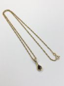 An 18ct gold sapphire pendant on 18ct rope-twist chain