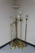 Seven assorted floor lamps and spot lamps (continental wiring)