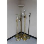 Seven assorted floor lamps and spot lamps (continental wiring)