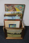 A box of continental pictures and prints,