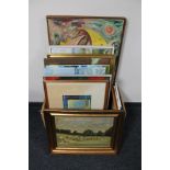 A box of continental pictures and prints,