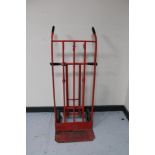 A heavy duty twin handled sack barrow (red)