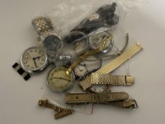 A bag of wristwatches and pocket watches