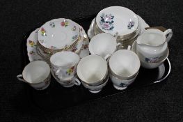 A tray of twenty-one piece Elizabethan bone china tea service together with a part Vale tea service