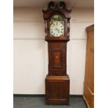 A 19th century mahogany longcase clock with painted dial, height 232 cm,