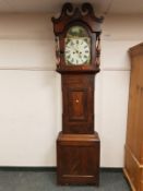 A 19th century mahogany longcase clock with painted dial, height 232 cm,