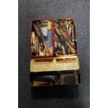 Three tins of woodworking tools,