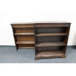An oak effect bookcase and an oak dresser top