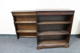 An oak effect bookcase and an oak dresser top