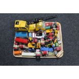 A tray of play worn mid century die cast vehicles, Corgi, Matchbox,