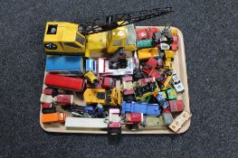 A tray of play worn mid century die cast vehicles, Corgi, Matchbox,