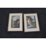 A pair of framed antiquarian watercolours,