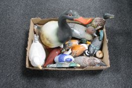 A box of assorted duck ornaments