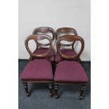 Four Victorian balloon back chairs