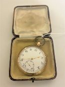 A gold plated Dennison Watch case company pocket watch, the movement signed Rolex 17 jewels,