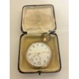 A gold plated Dennison Watch case company pocket watch, the movement signed Rolex 17 jewels,