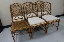 A set of six bamboo dining chairs