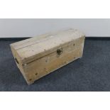 An antique pine domed trunk with lion mask handle CONDITION REPORT: height 41cm
