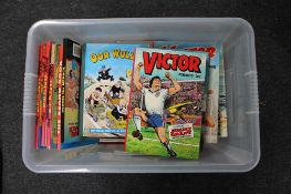 A box of large quantity of late 20th century children's annuals, Newcastle United match programmes,