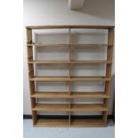 A large set of pine open shelves