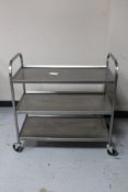 Three tier catering serving trolley