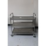 Three tier catering serving trolley