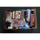 A box of die cast busses, Corgi, Atlas,