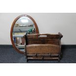 A Victorian oval inlaid table and a rustic magazine rack