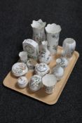 A tray of fourteen pieces of decorative Aynsley Pembroke, Cottage Garden,