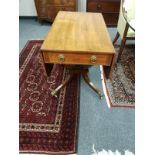 A nineteenth century inlaid rosewood flap sided sofa table,