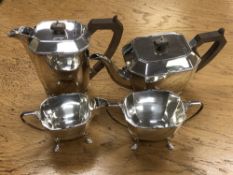 A George V silver four piece tea service, Stower & Wragg Ltd, Sheffield 1932, comprising teapot,