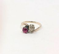 An 18ct gold ruby and diamond ring