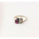 An 18ct gold ruby and diamond ring