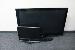 A Samsung 50 inch plasma TV with no lead or remote together with a Murphy 22 inch LCS TV,