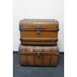 Two antique tin trunks