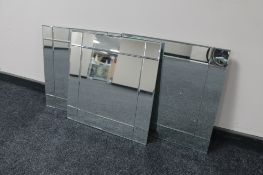 Three contemporary all glass square mirrors