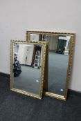 Two gilt framed bevelled mirrors