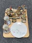 A tray of eight resin figures depicting Napoleonic soldiers, German plate,