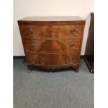 A Victorian mahogany bow fronted three drawer chest,