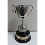 A mid 20th century silver plated Rolls Royce horticultural society trophy on wooden stand