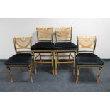A pair of Clive Christian bar stools together with a pair of matching chairs with bergere seats and