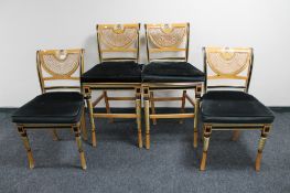 A pair of Clive Christian bar stools together with a pair of matching chairs with bergere seats and