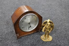 A 1930's Bentima oak cased mantel clock,