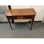 An Edwardian inlaid mahogany tea table, width 92 cm.